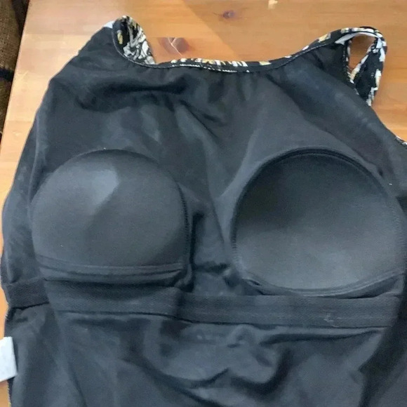 Longitude NWT one piece bathing suit  black/gray/gold size 10 - Picture 6 of 10